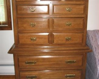 Oak 9 Drawer Dresser, 43"W, 22"D, 59"H