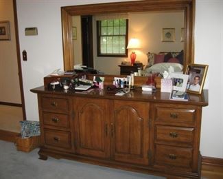 Oak Triple Dresser w/Mirror, 72"W, 22"D, 33"H