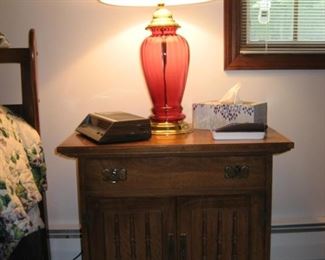 2 Oak End Tables, 2 door, 1 drawer, 27"W, 17"D, 26"H