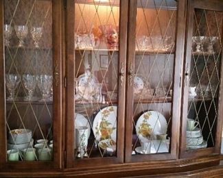 BEAUTIFUL CRYSTAL STEMWARE, MID CENTURY DINNERWARE SET, NICE CHINA CABINET