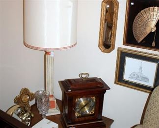 Vintage lamp, artwork, clocks, and more!