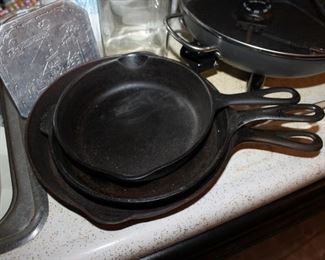 Griswold and Wagner cast iron skillets