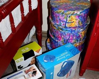 Neck and foot massagers, hat boxes
