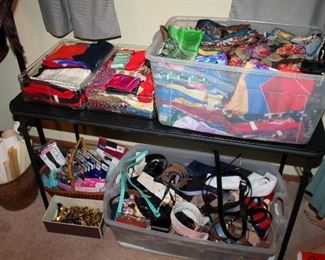 Hundreds of beautiful silk scarves, tons of women's belts, hosiery