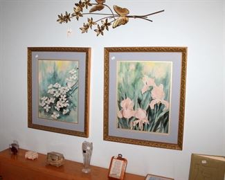 Framed floral prints