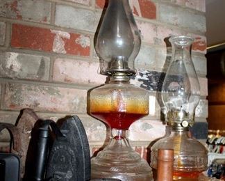 Oil lamps, sad irons