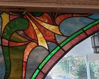 antique corner stained glass (set of 3 pieces)