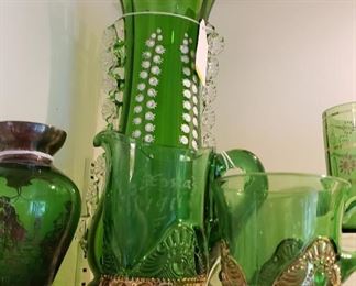 Emerald green glassware