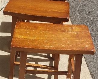 Wooden backless bar stools