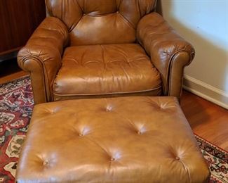 I know, I know it looks like vintage naugahyde , but it's actually real leather and is quite comfy.                                                    ANYWAY, it's made by Classic Leather, Inc., Hickory, NC.