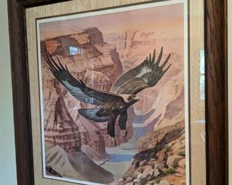 Nicely framed/matted Arthur Singer "Golden Eagle, Grand Canyon" signed limited edition art print, 660/1,200.