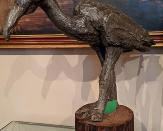 Bald Egret, redwood & sculpted metal, by Carl R. Blair, of Greenville, SC, dated 1967.