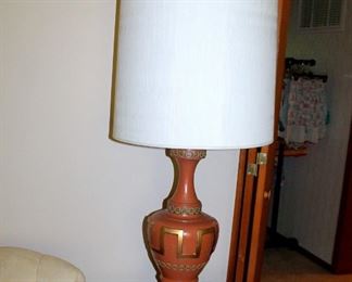 #8 - Pair of Mid-Century Orange Greek Key Lamps