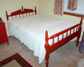 #14 - Vintage Red Painted Bedroom Set