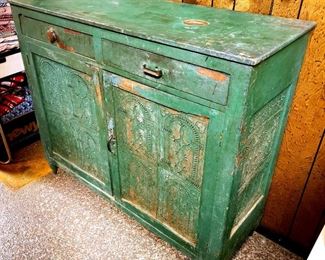 #19 - Antique Green Painted Pie Safe