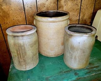 #22 - Antique Stoneware Crocks - Lot of 3