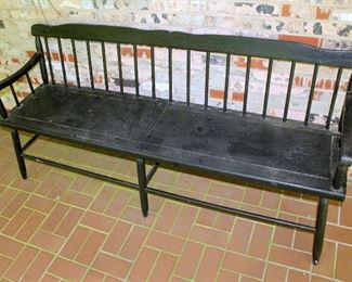 #26 - Vintage Black Painted Deacon's Bench