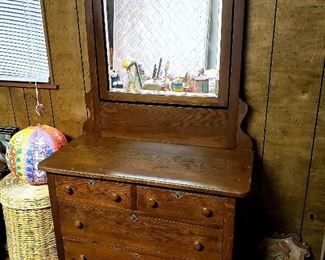 #47 - Antique Oak Dresser with Mirror