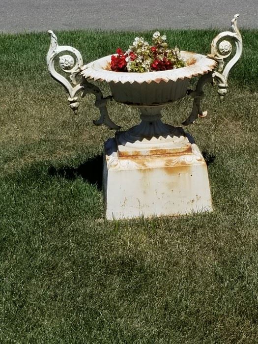 Cast iron urn and base