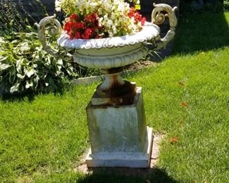 Cast iron urn and base