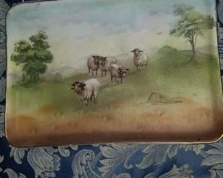 Royal Bayreuth dresser tray, with sheep