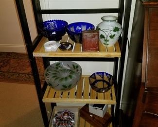 Blue and white cut glass