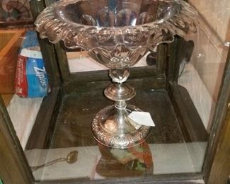 Signed Hawkes compote with sterling base
