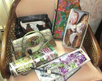 Vintage purses, costume jewelry