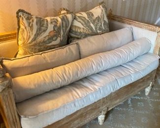 White Loveseat with Pillows