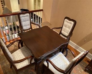 Harden Chocolate Brown Dining Antique Table and 4 Antique Cane Dining Chairs