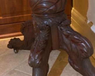 Side Table with Claw Base/ Adjustable Leaf