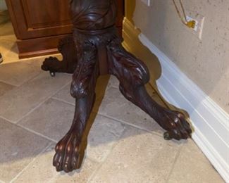 Side Table with Claw Base/ Adjustable Leaf