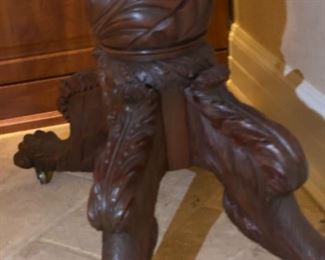 Side Table with Claw Base/ Adjustable Leaf