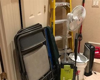 Folding chairs, folding Ladder, Floor fan, Air pressure blower