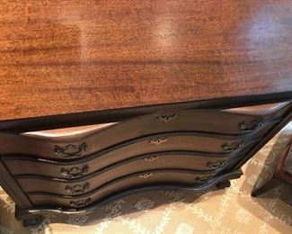 Antique Chippendale serpentine front secretary desk with a hutch, excellent condition