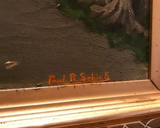 Paul R. Schick was born in Bellaire Ohio in 1888, he was a painter and lecturer who made his home in Redding Connecticut. He was a member of the Salmagundi Club in New York and exhibited there from 1940-46. He also exhibited in San Francisco at the golden Gate Exposition in 1939 and at the NY World's Fair that year, also exhibited at the Society of four arts in Palm Beach, Newport art association, Guild Hall, East Hampton NY, his work is held by the Norton Gallery museum in Palm Beach. Artist is listed in Davenport, Who Was Who and on Askart online.The painting is oil on canvas.