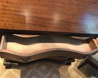 Antique Chippendale serpentine front secretary desk with a hutch, excellent condition