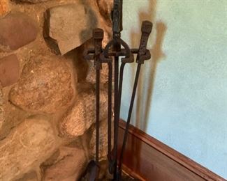 37. Wrought Iron Fireplace Tools (32")