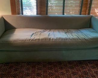44. Wool Velvet Upholstered Single Cushion Sofa (96" x 36" x 29")