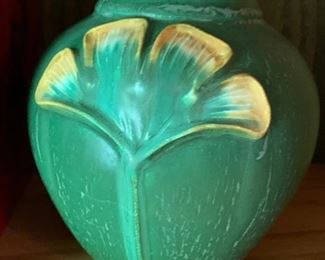 288. Ephraim Pottery Ginkgo Vase Signed (6")