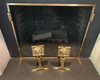 104. Brass Framed Fireplace Screen (32" x 28")
105. Brass Andirons (14")