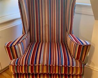 115. Baker Wingback Chairs w/ CHenille Upholstery (39" x 36" x 54")