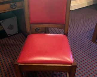 128. Stickley Chair w/ Red Leather Side Chair (18" x 19" x 38")