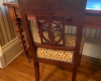 145b. Antique Shield Back Side Chair w/ Leopard Upholstery 