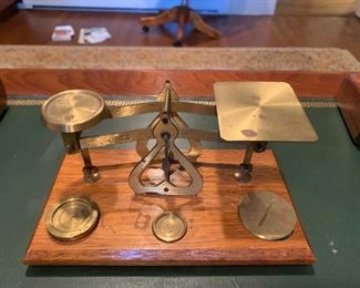 149. Antique Brass Balance Scale with Weights