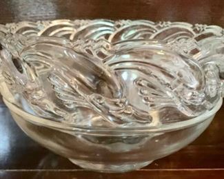 197. Tiffany & Co. Dolphin Edged Crystal Bowl (8" x 5")