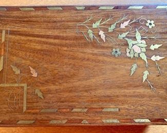 235. Handmade Wood Tray w/ Inlay (25" x 14")