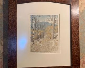 317. Arts and Crafts Woodblock "Smarts From Lyme Hill" 2nd State by M. Brown 70/200 (17" x 18")
