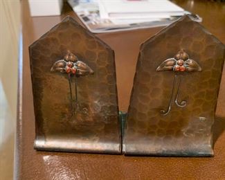 278. Pair of Arts & Crafts Pressed Copper Bookends (3" x 4")