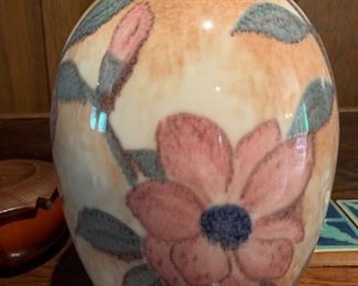 240. Floral Ceramic Vase Signed Piece 6184C (10")